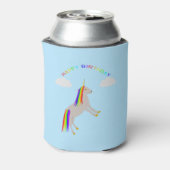 Fantasy Birthday Unicorn Rainbow en Clouds Blikjeskoeler (Blikje Achterkant)