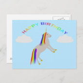 Fantasy Birthday Unicorn Rainbow en Clouds Briefkaart (Voorkant / Achterkant)