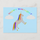 Fantasy Birthday Unicorn Rainbow en Clouds Briefkaart (Voorkant)