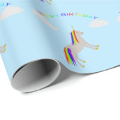 Fantasy Birthday Unicorn Rainbow en Clouds Cadeaupapier (Rol Hoek)