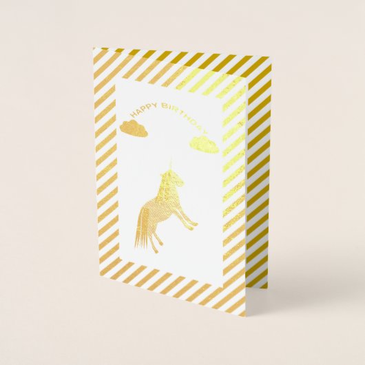 Fantasy Birthday Unicorn Rainbow en Clouds Custom Folie Kaarten (Voorkant)