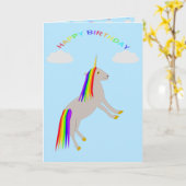Fantasy Birthday Unicorn Rainbow en Clouds Custom Kaart (Gele Bloem)