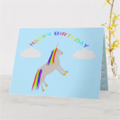 Fantasy Birthday Unicorn Rainbow en Clouds Custom Kaart (Gele Bloem)