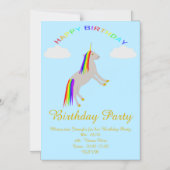 Fantasy Birthday Unicorn Rainbow en Clouds Custom Magnetische Uitnodiging (Voorkant)