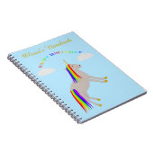 Fantasy Birthday Unicorn Rainbow en Clouds Custom Notitieboek (Rechterzijde)
