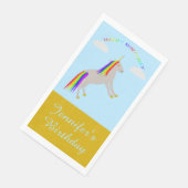 Fantasy Birthday Unicorn Rainbow en Clouds Custom Servet (Hoek)