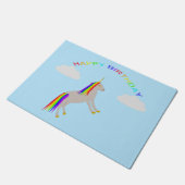 Fantasy Birthday Unicorn Rainbow en Clouds Deurmat (Schuin)
