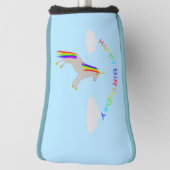 Fantasy Birthday Unicorn Rainbow en Clouds Golfheadcover (Draai 90)