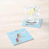 Fantasy Birthday Unicorn Rainbow en Clouds Kartonnen Onderzetters (Insitu)