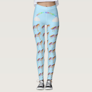 Fantasy Birthday Unicorn Rainbow en Clouds Leggings