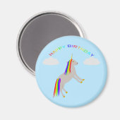 Fantasy Birthday Unicorn Rainbow en Clouds Magneet (Voorkant / Achterkant)