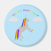 Fantasy Birthday Unicorn Rainbow en Clouds Magneet (Voorkant)