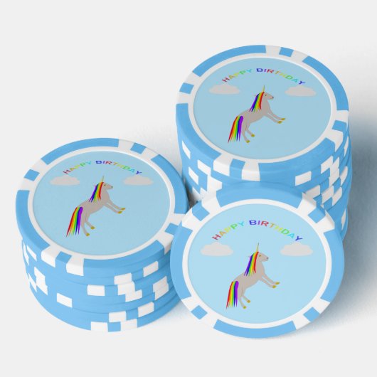 Fantasy Birthday Unicorn Rainbow en Clouds Poker Chips (Opstapeling)