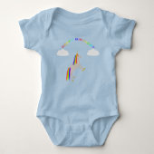 Fantasy Birthday Unicorn Rainbow en Clouds Romper (Voorkant)