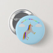 Fantasy Birthday Unicorn Rainbow en Clouds Ronde Button 5,7 Cm (Voorkant /achterkant)