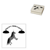 Fantasy Birthday Unicorn Rainbow en Clouds Rubberstempel (Gestempeld)