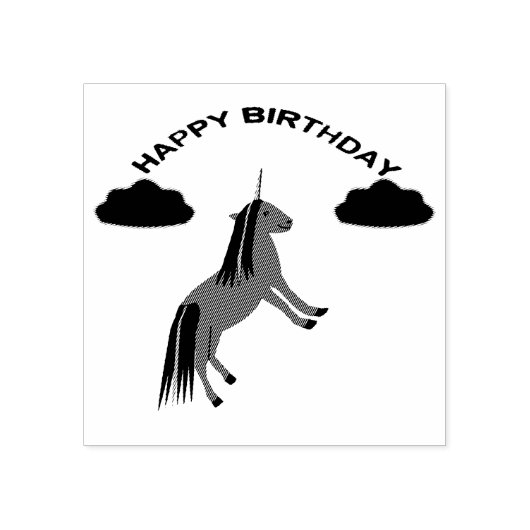 Fantasy Birthday Unicorn Rainbow en Clouds Rubberstempel (Afrduk)