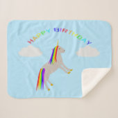 Fantasy Birthday Unicorn Rainbow en Clouds Sherpa Deken (Voorkant (horizontaal))
