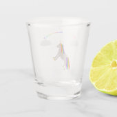 Fantasy Birthday Unicorn Rainbow en Clouds Shot Glas (Achterkant)