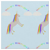Fantasy Birthday Unicorn Rainbow en Clouds Stof (Close Up)