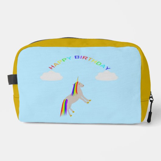 Fantasy Birthday Unicorn Rainbow en Clouds Toilettasje (Voorkant)