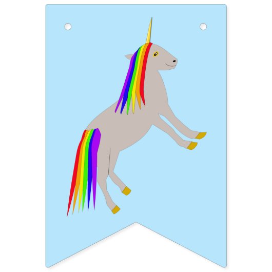 Fantasy Birthday Unicorn Rainbow en Clouds Vlaggetjes (Derde vlag)