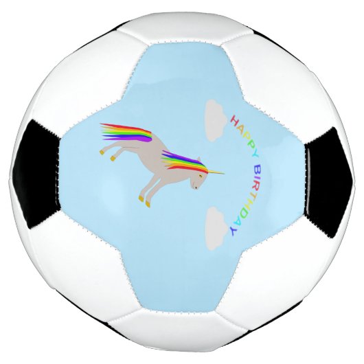 Fantasy Birthday Unicorn Rainbow en Clouds Voetbal (Gedraaid)