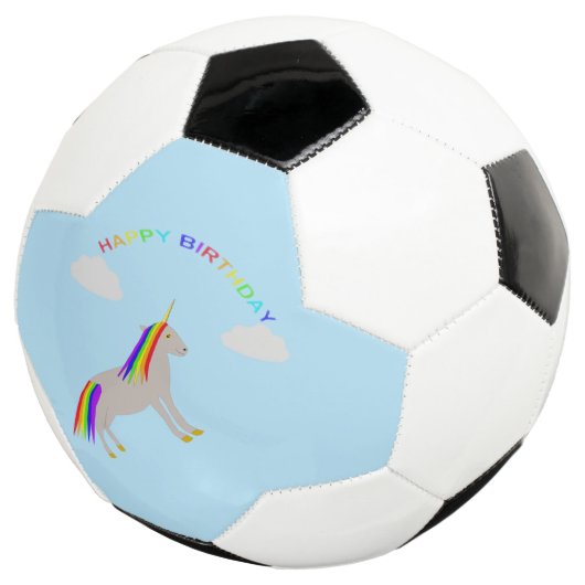 Fantasy Birthday Unicorn Rainbow en Clouds Voetbal (Drie kwart)