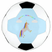 Fantasy Birthday Unicorn Rainbow en Clouds Voetbal (Voorkant)