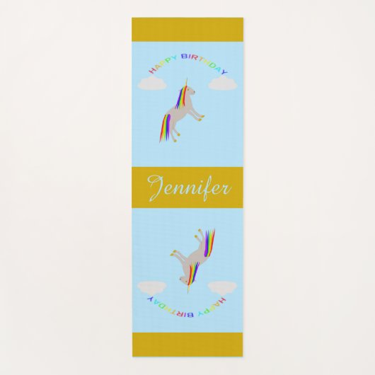 Fantasy Birthday Unicorn Rainbow en Clouds Yogamat (Voorkant)