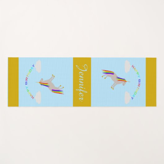 Fantasy Birthday Unicorn Rainbow en Clouds Yogamat (Voorkant (horizontaal))