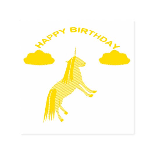 Fantasy Birthday Unicorn Rainbow en Clouds Zelfinktende Stempel (Design)