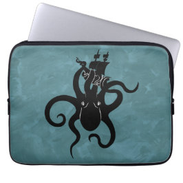 Fantasy Black and Blue Kraken uit het Deep Zee Laptop Sleeve