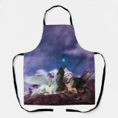 Fantasy Black Dragon Eenhoorn Griffin Flyers Schort (Voorkant)