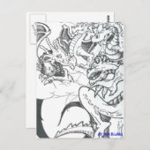 Fantasy Black en White Dragons Briefkaart (Voorkant / Achterkant)