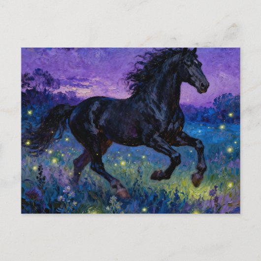 Fantasy Black Horse Postcard Briefkaart (Voorkant)