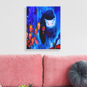 Fantasy Blauw Siamese Kat Abstracte Dierenkunst Canvas Afdruk (Insitu (Woonkamer))