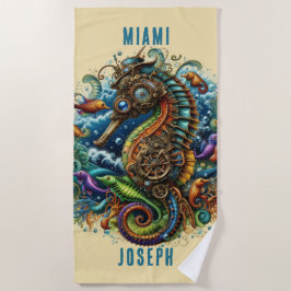 FANTASY BLAUW & TAN STOOMPUNK ZEEPAARD STRANDLAKEN