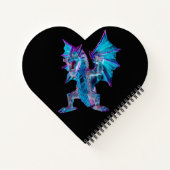 Fantasy Blauw Vuur Dragon Hart Notitieboek (Achterkant)