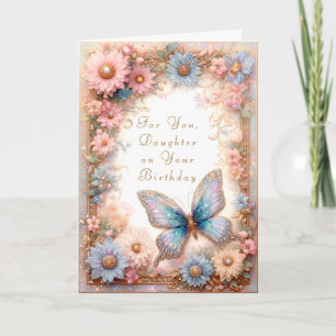 Fantasy Blauwe Vlinder Bloemkaart Kaart