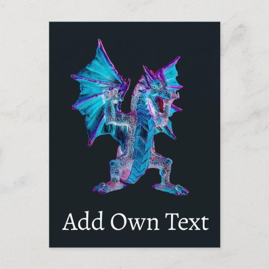 Fantasy Blauwe Vuurdraak  Briefkaart (Voorkant)