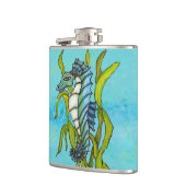 Fantasy Blauwe Zee Draak Zeepaard Zeewier Heupfles (Links)