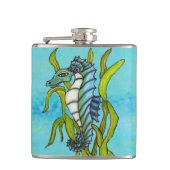 Fantasy Blauwe Zee Draak Zeepaard Zeewier Heupfles (Voorkant)