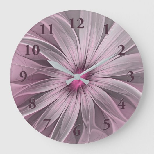 Fantasy Bloem Abstract Pr Plum Bloemrijke Fractale Grote Klok (Voorkant)