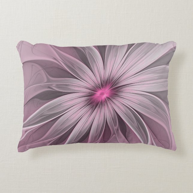 Fantasy Bloem Abstract Prume Bloemige Fractale Kun Accent Kussen (Voorkant)