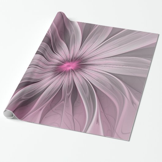 Fantasy Bloem Abstract Prume Bloemige Fractale Kun Cadeaupapier (Uitgerold)