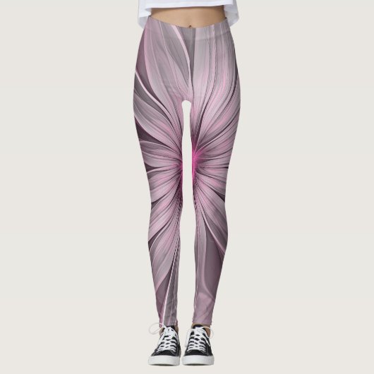 Fantasy Bloem Abstract Prume Bloemige Fractale Kun Leggings (Voorkant)