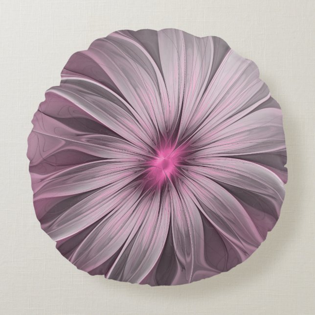Fantasy Bloem Abstract Prume Bloemige Fractale Kun Rond Kussen (Voorkant)