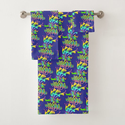 Fantasy Bloem Blauw Bad Handdoek (Insitu)