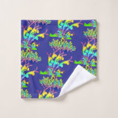Fantasy Bloem Blauw Bad Handdoek (Wasdoekje)